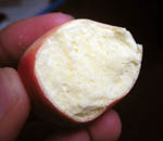The inside has a bubbly soft texture that's syrupy sweet. It gets hard as a rock, though, if left exposed to air
